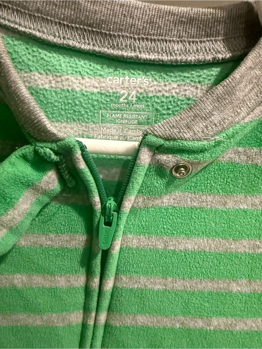 Carter's Blue Sports Print & Green Striped Dino Footed Pajamas